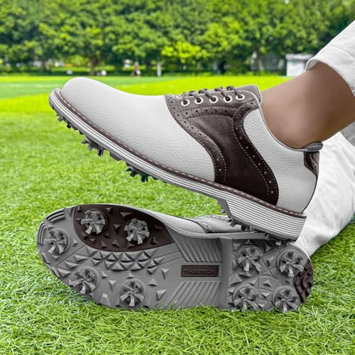 Image of Spikes Golf Shoes Men Professional Golf Shoes Waterproof Walking Footwears for Golfers Outdoor Gym Sneakers