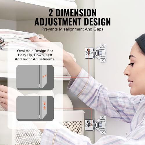 VEVOR Cabinet Hinges, 40 Packs Partial Overlay Kitchen Cabinet Door Hinges - Image 4