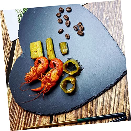 Assiettes de collation 20x20 cm ardoise noire de cœur plateau de service sushis et desserts