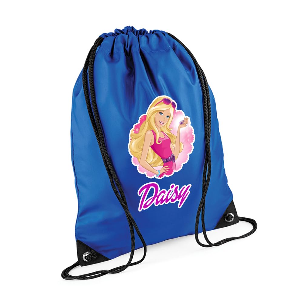 Doll Bag Gift For Girl, Personalised Backpack, Back To School Gift, Bagpack, Drawstring Bag, PE Gym Kit, Swimming, Sport Rucksack. (Bright Royal)