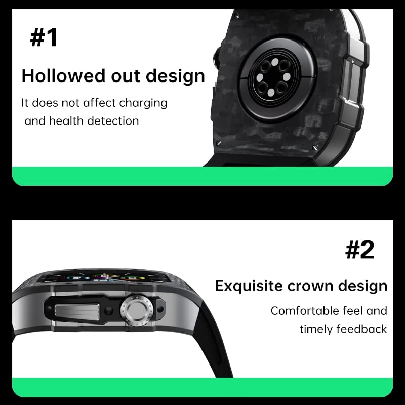 Kit modification Apple Watch Series 8 45mm bracelet caoutchouc et métal