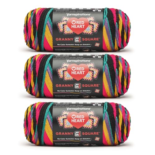 Image of Red Heart All in One Granny Square Rad Party 3 Pack of 250g Yarn
