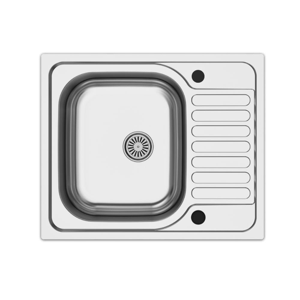 Lavello cucina vasca da incasso acciaio gocciolatoio reversibile 50x58 cm