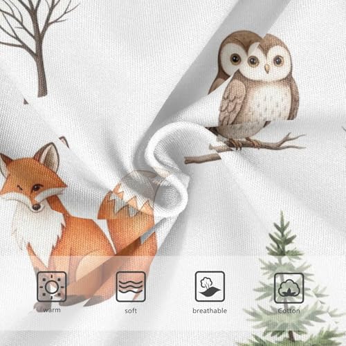 CHIFIGNO Cute Fox Owl White Underwear for Boys Printed Cotton Briefs Little Boys Breathable Underwear Briefs3