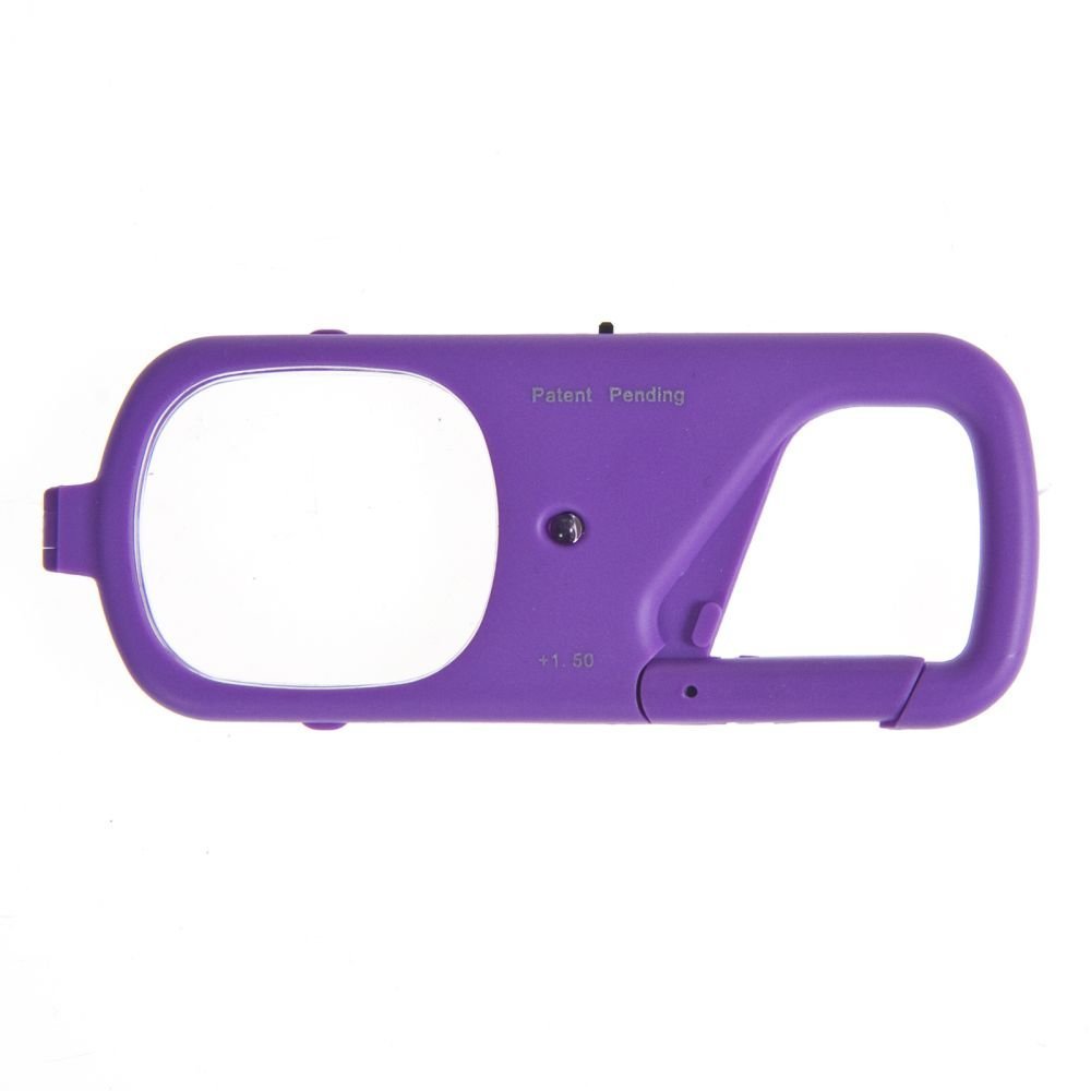 MagReader Handheld LED Reading Glasses Magnifier (1.5x Magnification, Purple)