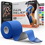 Kinesiology Tape-Incredible Support for Athletic Sports and Recovery+Free Taping Guide-Uncut 2 inch 16.4 feet Roll (Navy Blue + Free Taping Guide, Pack of 1)