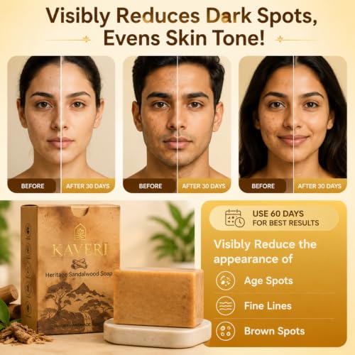 Image of KAVERI Sandalwood Handmade Soap Bar - Cold-Processed Ayurvedic - pack of 3 * 110g