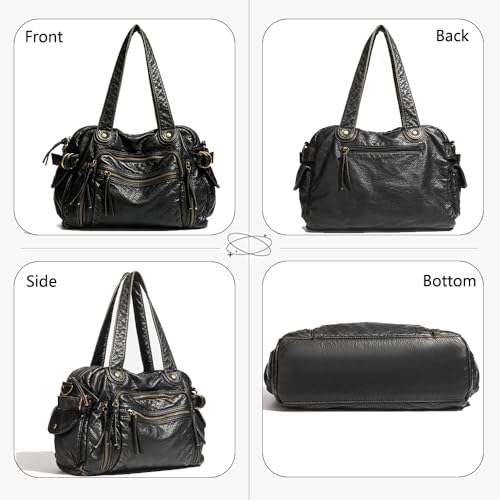 Bolsa Tote de Cuero Vegano Lavado para Mujer 13L miniatura 7