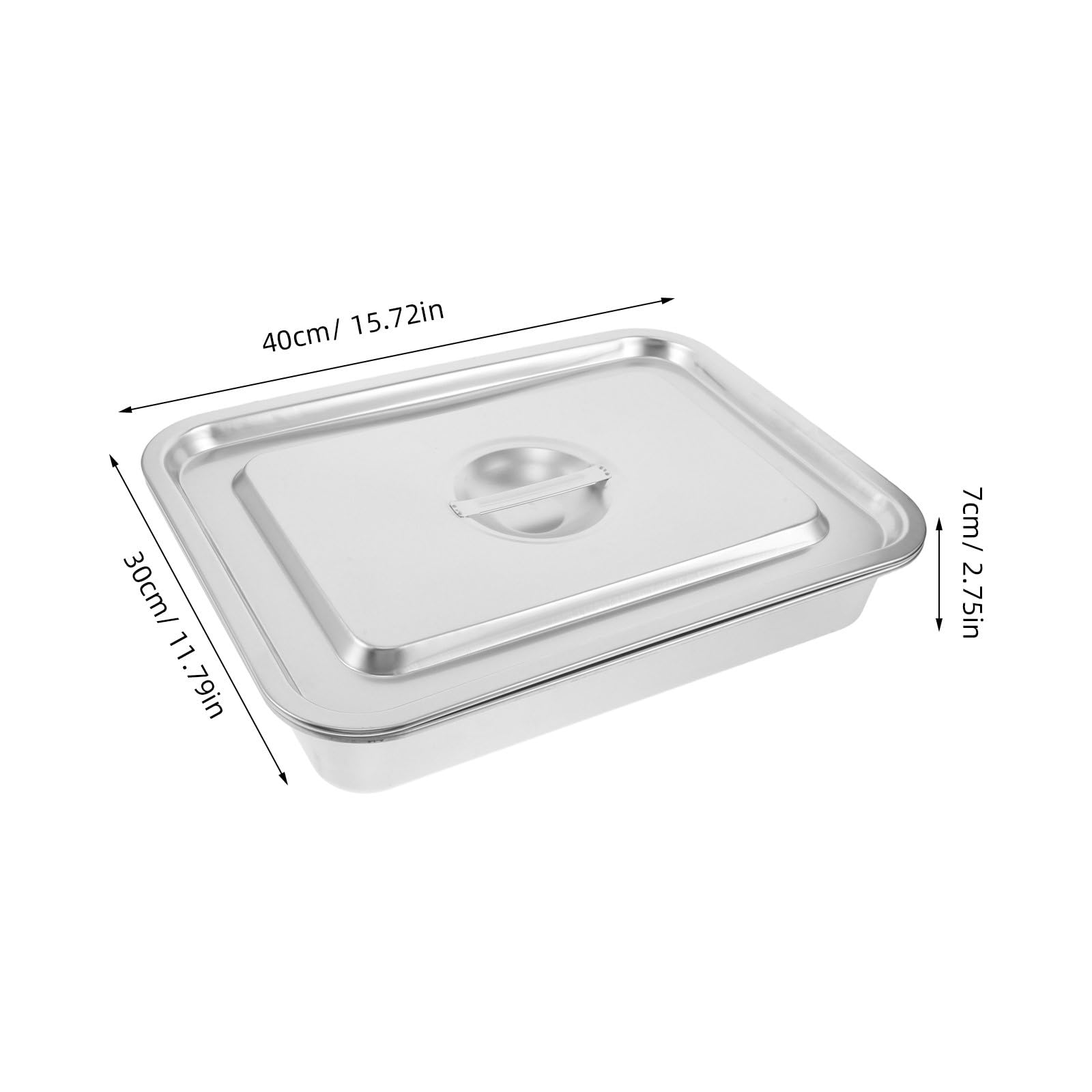Bandeja de acero inoxidable para buffet con tapa: Bandeja para alimentos de catering - Plato rectangular de 40,6 x 30,5 x 7 cm para servicio de buffet, apta para alimentos para uso doméstico