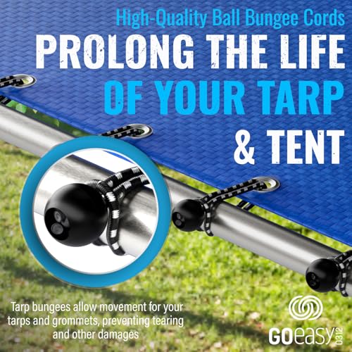 Image of GOEASY0312 Ball Bungee Cords 6 Inch, 50 PCS | Elastic String Ball Bungee Cords for Canopy, Tarp, Tent Poles, Hoses & Wires, Indoor /Outdoor