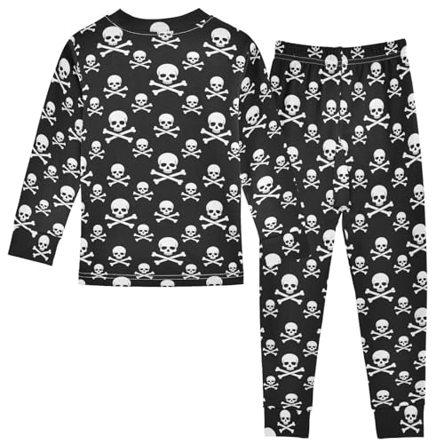 ODAWA Pyjamas Sets White Skull Black Long Sleeve Fall Pajamas 18M2