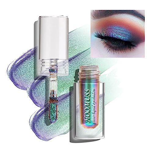 Hoomuss Chameleon Eyeshadow Liquid Glitter Eyeshadow, Green Liquid Eyeshadows Holographic Multichrome Eye Makeup, Long Lsting And Quick Drying, Elf #TOP23