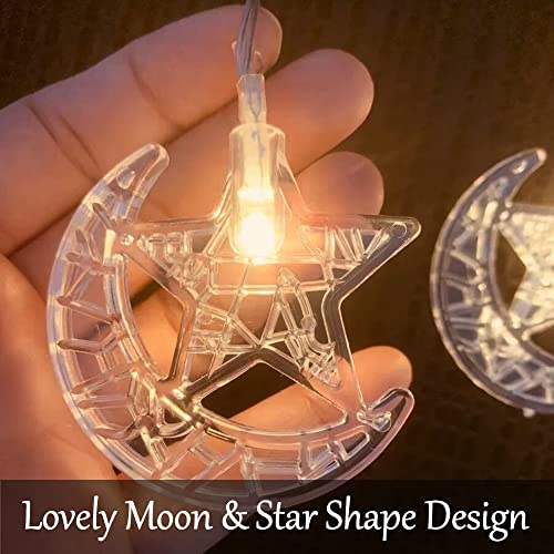 Fielegen Moon Star Fairy String Lights, 9.84Ft 20 Led Star Moon Decorative Lights For Home Garden Indoor Outdoor Wedding Party Holiday Bedroom Wall Decor, Ramadan Festival Lights #TOP1