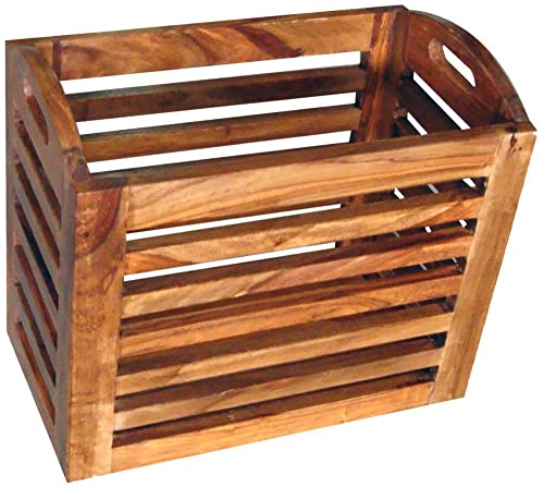 Cesta de madera compacta revistero de Sheesham para almacenar libros 2