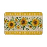 Artoid Mode Sunflower Leaves Summer Doormat, Home Decor Low-Profile Switch Rug Door Mat Floor Mat for Indoor Outdoor 17x29 Inch