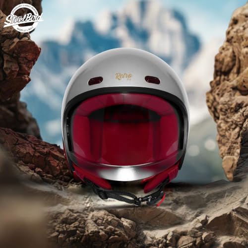 Image of Steelbird SBH-67 Retro 5.0 DOT and ISI Certified Open Face Helmet for Men and Women