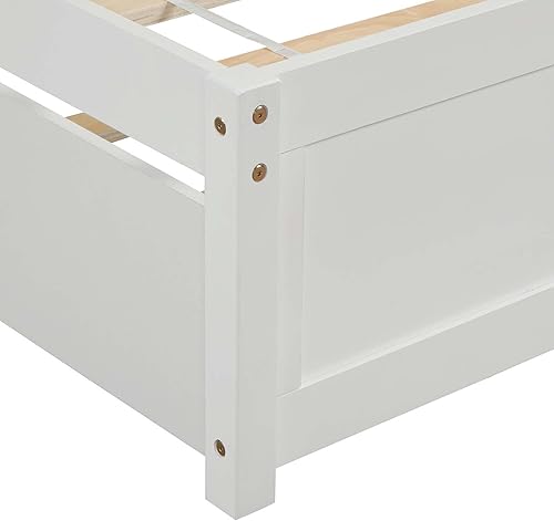 Miniatura 53 de Cama de plataforma de madera con cabecera y estribo, soporte de listones de madera resistente, no requiere somier, montaje simple para niños, niñas,