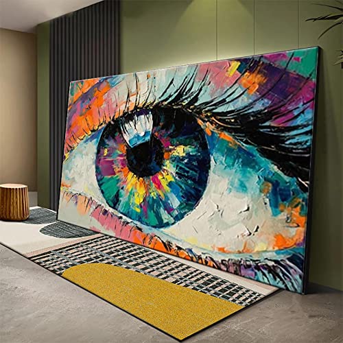 Peinture sur toile oeil graffiti coloré aux pigments vifs pour un décor mural résistant