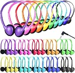 Classroom Headphones Bulk 25 Pack for School Students Kids Children,Durable Headsets Classroom Earphones for Chromebook Computer Laptop 3.5mm Jack Multi Color
