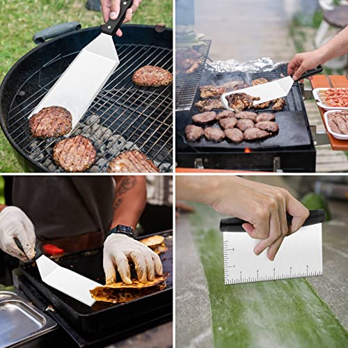 Leonyo Griddle Spatula Set Of 7, Stainless Steel Griddle Accessories - Metal Spatulas Scraper For Flat Top Cast Iron Teppanyaki Grill Bbq, Pancake Flipper Hamburger Turners Utensil, Dishwasher Safe #TOP6