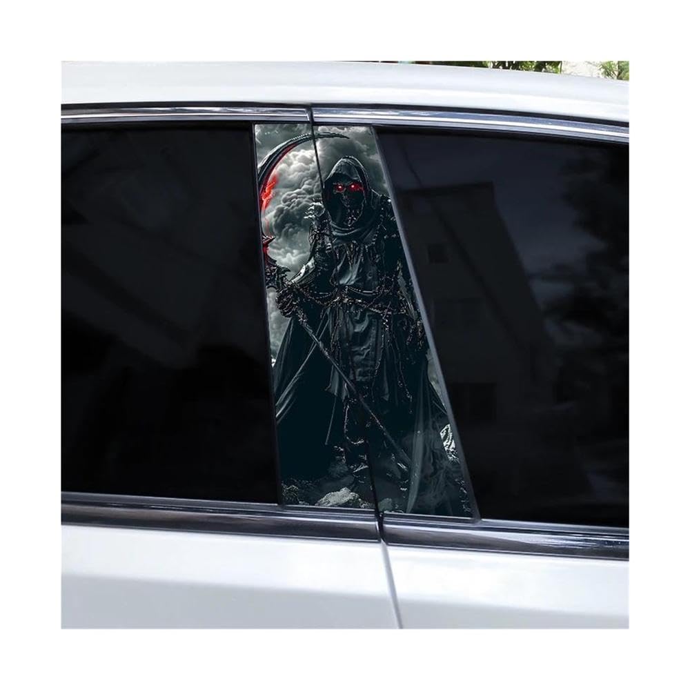 Body Parts 2pcs Knight Warrior Skull Car B-Pillar Vinyl Sticker Waterproof DIY(H)