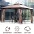 FDW Canopy Tent Gazebo 10' X 13' Grill Gazebo for Patios BBQ Outdoor Patio Large Garden Top Gazebo with Sidewall Party Tent Brown
