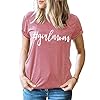 Mothers-Days-Girl-Mom-Shirt-Women-Funny-Cute-Mama-Cotton-Short-Sleeve-Letter-Print-Graphic-Tee-Tops Mother's Days Girl Mom Shirt Women Funny Cute Mama Cotton Short Sleeve Letter Print Graphic Tee Tops (Pink-1, XL)