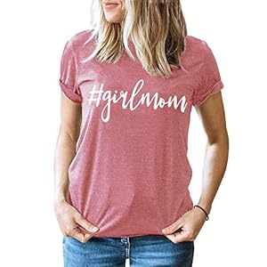 Mothers-Days-Girl-Mom-Shirt-Women-Funny-Cute-Mama-Cotton-Short-Sleeve-Letter-Print-Graphic-Tee-Tops Mother's Days Girl Mom Shirt Women Funny Cute Mama Cotton Short Sleeve Letter Print Graphic Tee Tops (Pink-1, XL)
