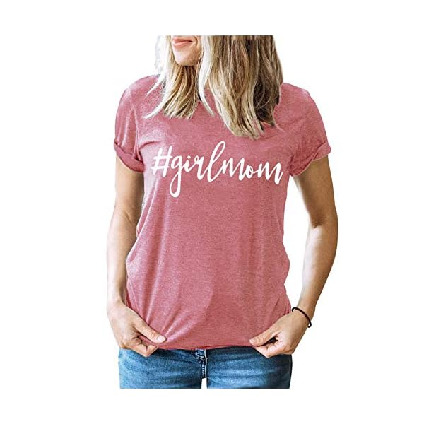 Mothers-Days-Girl-Mom-Shirt-Women-Funny-Cute-Mama-Cotton-Short-Sleeve-Letter-Print-Graphic-Tee-Tops Mother's Days Girl Mom Shirt Women Funny Cute Mama Cotton Short Sleeve Letter Print Graphic Tee Tops (Pink-1, XL)