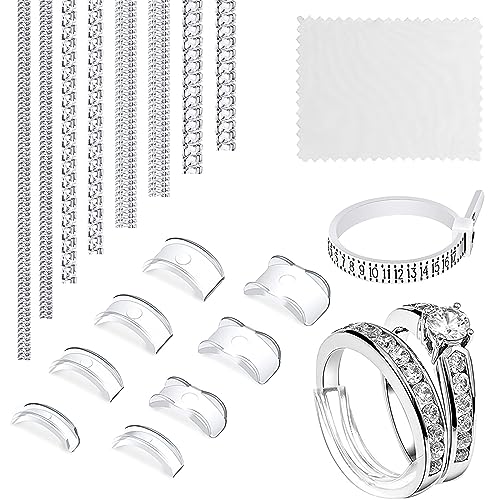 Juego de 26 ajustadores de tamaño de anillo para aflojar anillos en 2 estilos, 12 tamaños,...