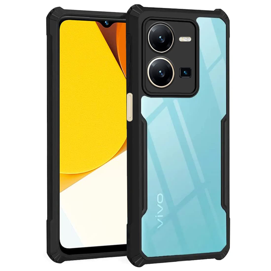 Casotec Shockproof Crystal Clear Back Case Cover for Vivo Y35 4G | 360 Degree Protection TPU+PC | Air Cushion Design | Transparent Back Case for Vivo Y35 4G (Black Bumper) (B0BG35CXSV) Amazon Price History, Amazon Price Tracker