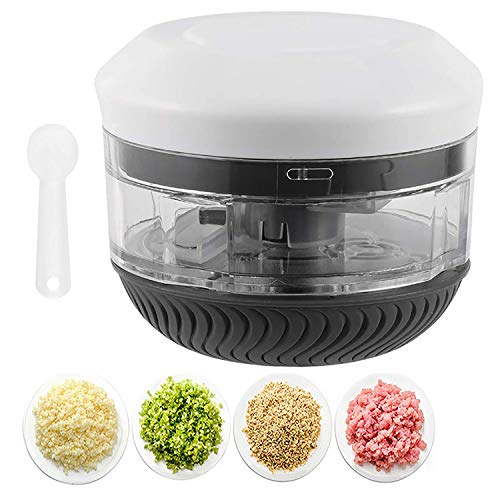 Mini Food Chopper, Garlic Blender Mincer Onion Chopper Manual Food Processor, 230ml,Black