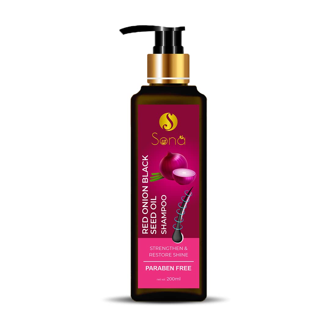 SONA HEALTHCARE Red Onion Black Seed Oil Shampoo With Red Onion Oil, Black Seed Oil, And Vitamin E, NO PARABEN