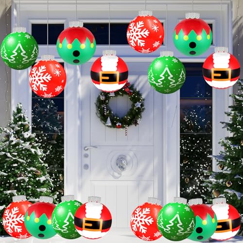 9 Inch Large Inflatable Christmas Balls Outdoor, Blow up Christmas