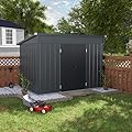VEIKOU Metal Storage Shed, 6x10FT Outdoor Storage Shed with Sloped Galvanized Steel Roof, Garden Tool Storage House Metal Shed with 2 Vents & Double Door for Backyard Outdoor Patio