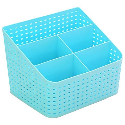 Lalagouk Multi-function 5 Divided Hollow Plastic Desk Stationery Organizer Storage(blue) Cover