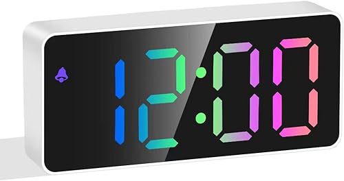 ROEGUA Reloj despertador digital de viaje con fuentes coloridas LED con repetición regulable temperatura memoria de tiempo 1224 horas C F