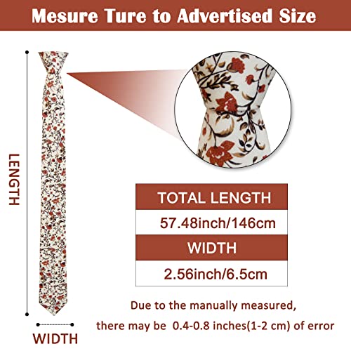 Image of Mantieqingway Men Skinny Tie Cotton Floral Necktie for Wedding Groomsmen Tie