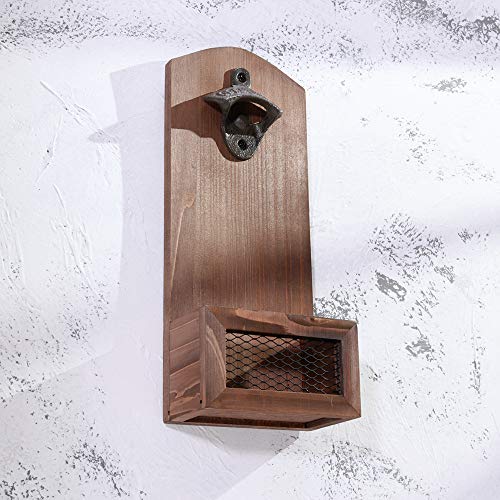 Bottle Opener With Cap Collector Catcher,Vintage Wooden Wall Mounted Bottle Opener，Ideal Gift For Men And Beer Lovers, Use As Bar Decoration. #TOP3