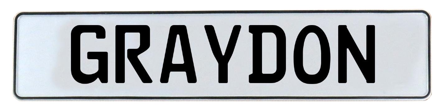 Vintage Parts 642729 Wall Art (White Stamped Aluminum Street Sign Mancave Graydon)