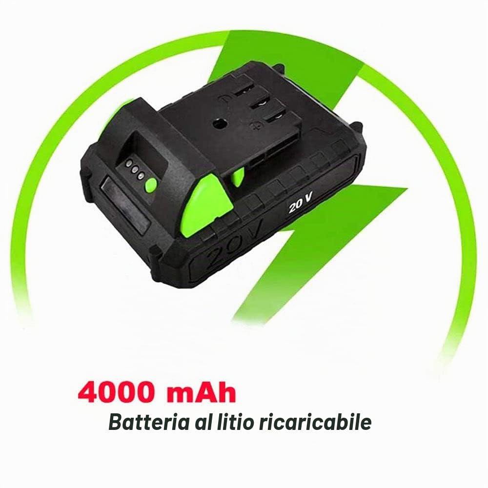 Motozappa per Orto Elettrozappa Batteria Litio 20V 4000 mAh Zappatrice Zappa a Motore Elettrica 2 Lame da 15cm Larghezza Lavoro 10cm velocità 250RPM Manico Ergonomico Coltivazione Giardino