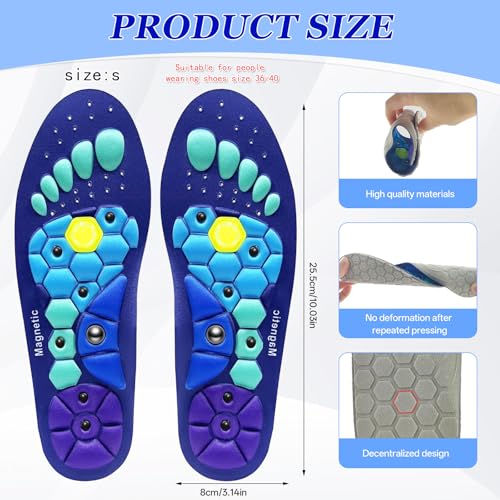 Magnetische Einlegesohlen Original, Massage Magnetische Einlegesohle, Magnetische Schuheinlagen Akupunktur, Reflexologie Akupressur Einlagen, Magnetische Orthopädische Einlegesohlen (Blau)