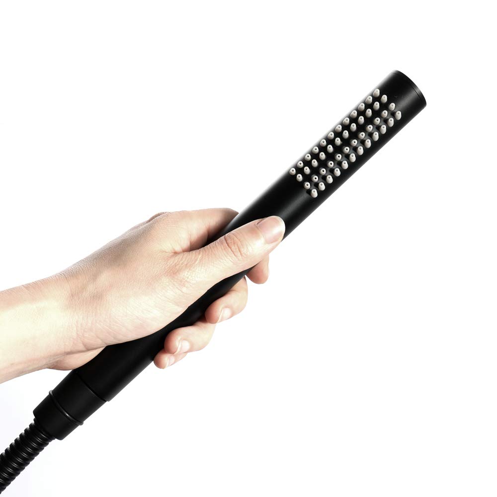 Soffione Doccia Nero Universale in Ottone per Vasca da Bagno, doccetta Portatile ad Alta Pressione, Funzione Singola, doccetta Portatile