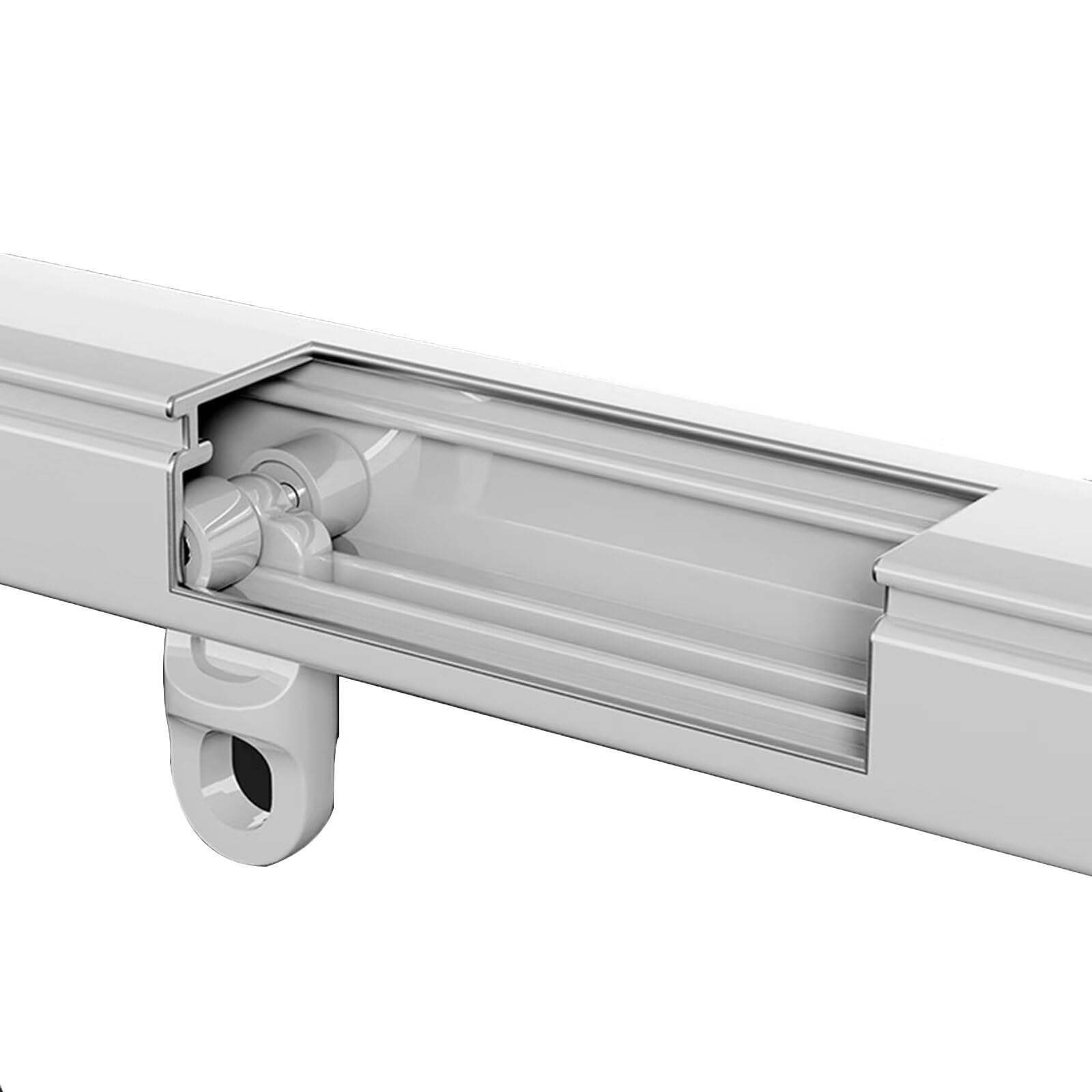 Silent Double Curtain Track, Telescopic Extendable Curtain Rail, Ceiling & Wall Mount with Runners Hooks, Heavy Duty Adjustable Rail for Indoor Windows