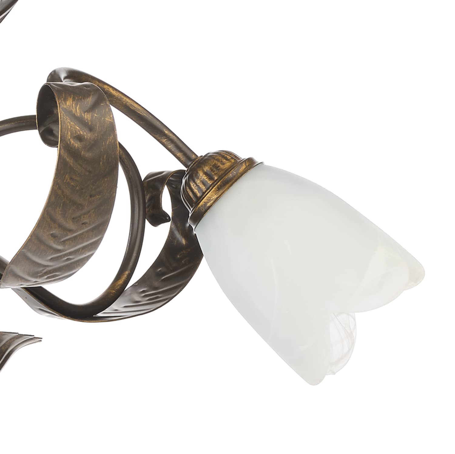 ONLI Forgiata - Lampadario 3 Luci, Vetro opaco color Bianco, Metallo Marrone spennelato Oro, Stile Rustico