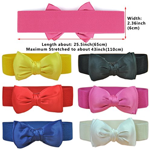 Elastic Stretch Corset Waist Belts Wide Bow-Knot Dress for Womens/Girls (Black)2