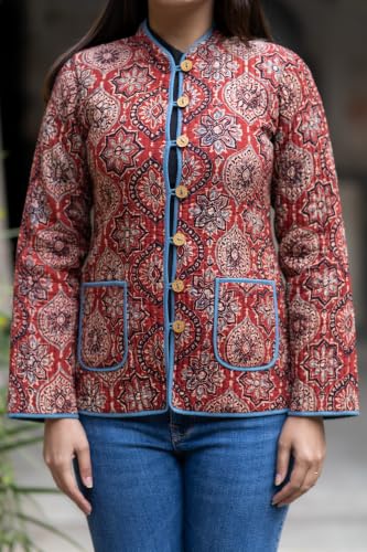 Image of Reversible Jacket for Women | Double Sided Quilted Jacket | Reversible Winter Jacket for Women | Stylish Ethnic Printed Jacket | Warm & Comfortable Casual Outerwear