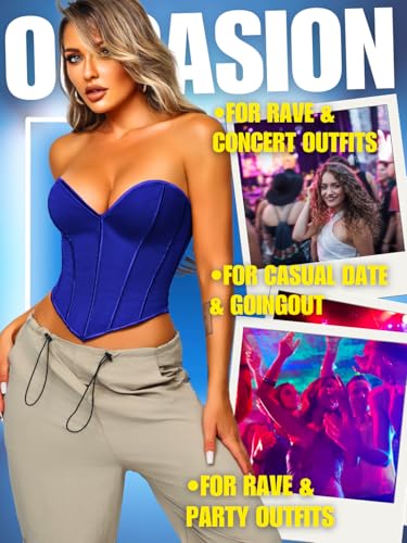 Image of ChiaoLezhee Heart Corset Top For Women, Sexy Concert Outfits Going Out, Strapless Crop Top, Overbust Bustier