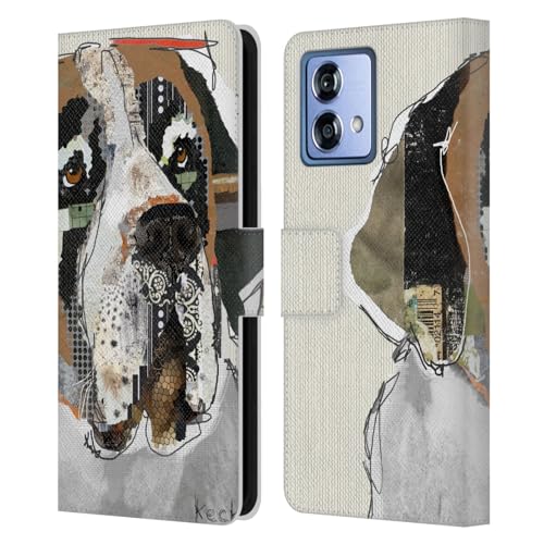 Head Case Designs Officially Licensed Michel Keck Saint Bernard Dogs 2 Leather Book Wallet Case Cover Compatible with Motorola Moto G84 5G
