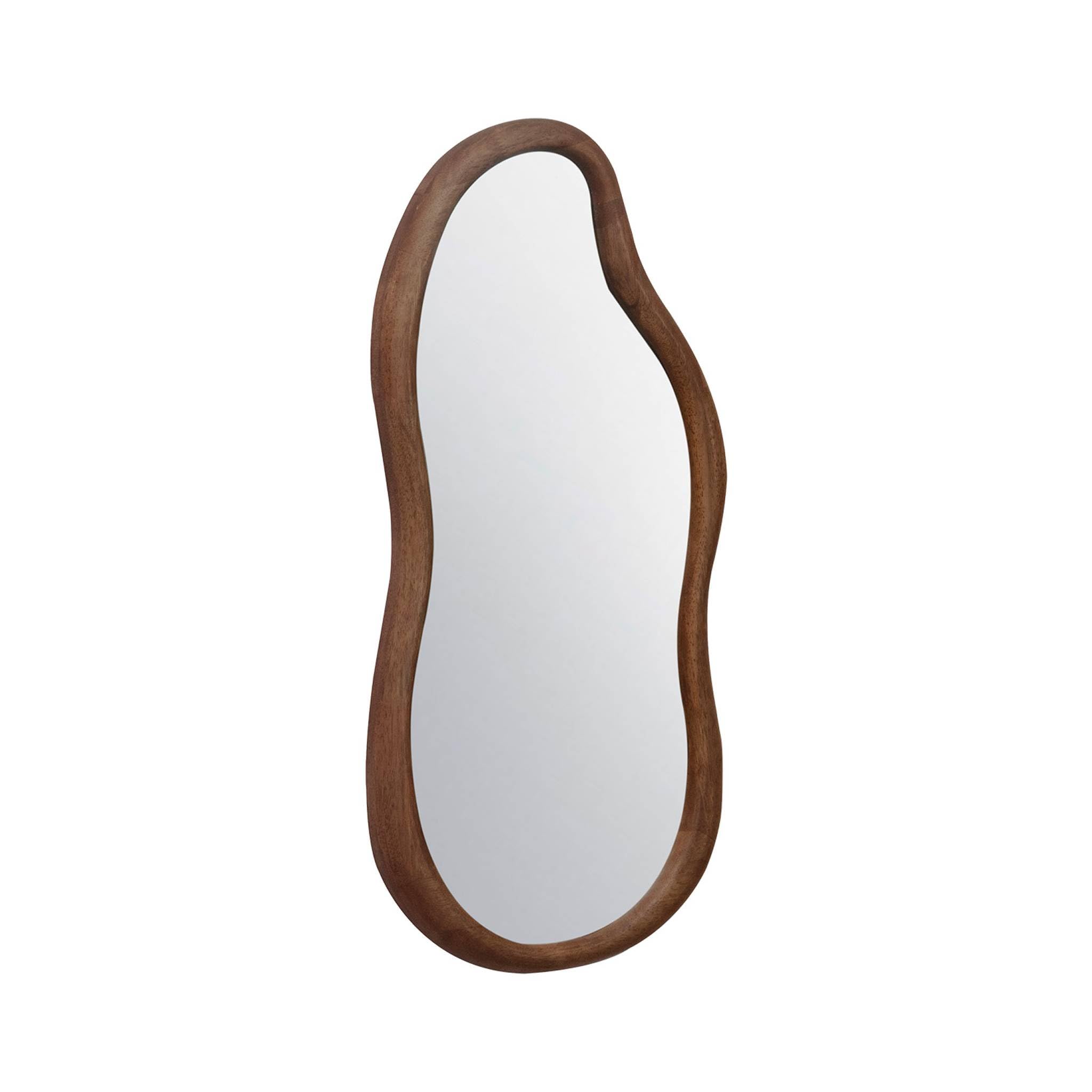 sweeek - Miroir organique AUSTIN en bois d'hévéa. couleur noyer. 90 cm